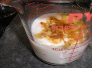 Whisking eggs, buttermilk and vanilla