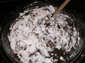 Powdered sugar, chocolate and nuts for frosting