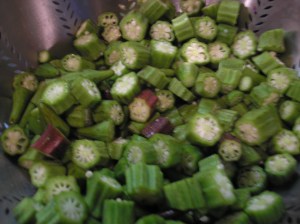 Add okra and cook until tender.