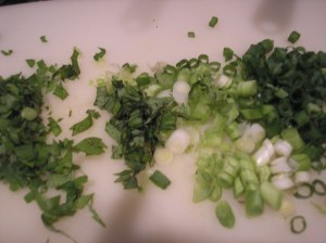Chopped Basil, Green onion and Flat leaf Parsley