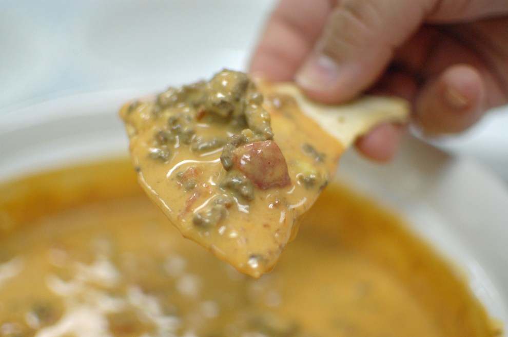 Baked chip with cheese dip