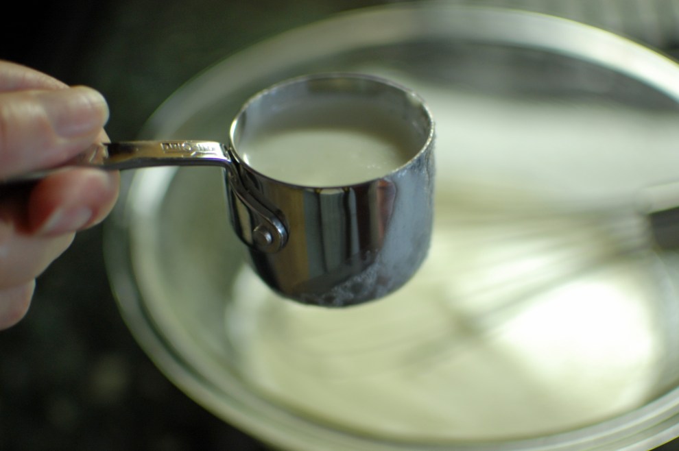 Heated cream and milk should be added about 1/4 cup at a time