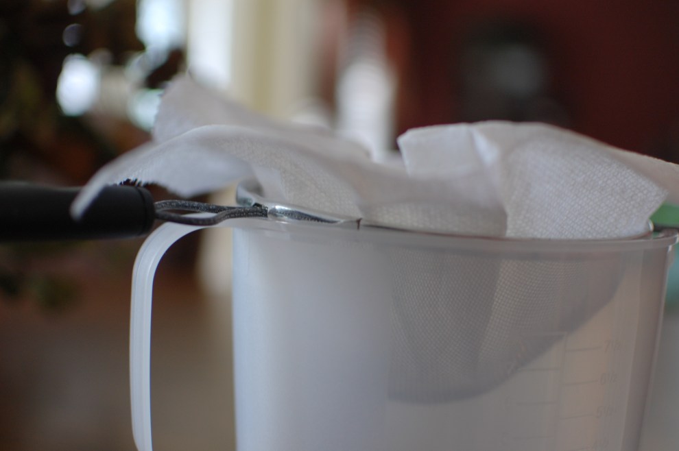 Drain through a fine mesh sieve.